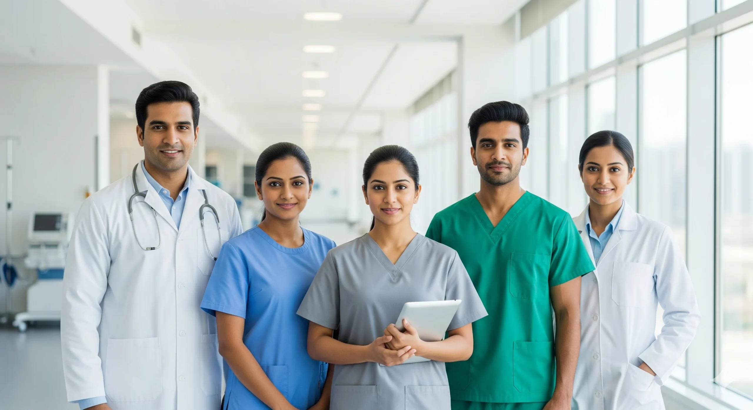 Healthcare team – Doctor, nurse, and support staff providing patient care